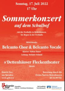 Sommerkonzert auf dem Schulhof - Belcanto Chor LK Dettenhausen @ Schulhof bei der Festhalle in Dettenhausen