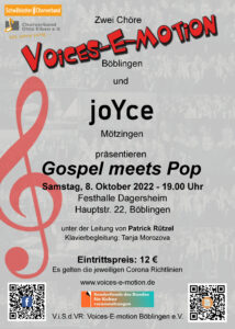 Gospel meets Pop - Voices-E-Motion @ Festhalle Dagersheim, Hauptstrasse 22, Böblingen