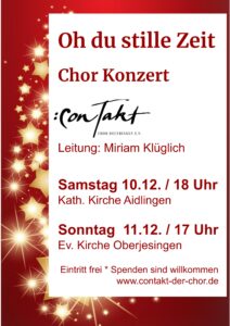 Weihnachtskonzert conTakt Deufringen @ Ev. Kirche Oberjesingen