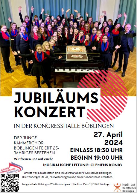 Jubiläumskonzert "25 Jahre Junger Kammerchor Böblingen" @ Kongresshalle Böblingen, Württembergsaal