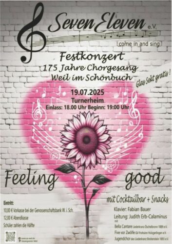 Feel Good Songs - Festkonzert 175 Jahre Chorgesang in Weil im Schönbuch @ Turnerheim Weil im Schönbuch