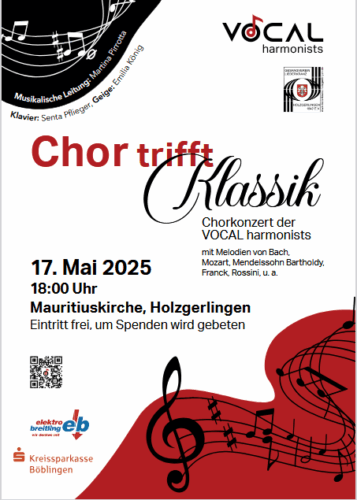 Chor trifft Klassik - VOKAL harmonists GV LK Holzgerlingen @ ev. Mauritius Kirche, Holzgerlingen