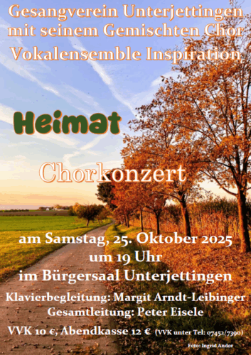 Liederkonzert zum Thema ‚Heimat‘ - GV Unterjettingen @ Bürgersaal Jettingen