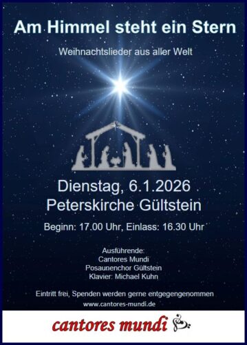 Am Himmel steht ein Stern - Vocalensemble Cantores mundi @ Peterskirche Gültstein