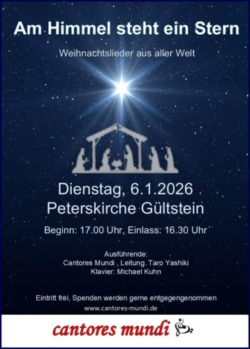 Am Himmel steht ein Stern - Vocalensemble Cantores mundi @ Peterskirche Gültstein