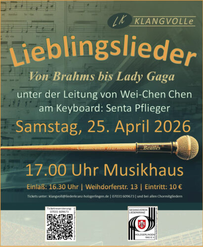 KLANGVOLLe Lieblingslieder - Von der Romantik bis zum Radio-Hit - GV LK Holzgerlingen @ Musikhaus Holzgerlingen